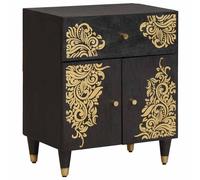 vidaXL Comodino con porta Nero 50 x 33 x 60 cm Legno di mango massello