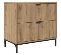 vidaXL Comodino contemporaneo con spazio di stoccaggio in legno ingegnerizzato effetto rovere. Misure: 63.5 x 36 x 61 cm, con 2 cassetti, maniglie e gambe in metallo. Perfetto per la tua camera da l
