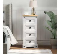 vidaXL Comodino Corona Bianco 35 x 32,5 x 74 cm Pino massello