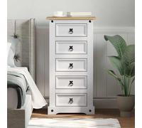 vidaXL Comodino Corona Bianco 53 x 39 x 103 cm Pino massello