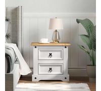 vidaXL Comodino Corona Bianco 53 x 39 x 47 cm Pino massello