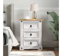 vidaXL Comodino Corona Bianco 53 x 39 x 66 cm Pino massello