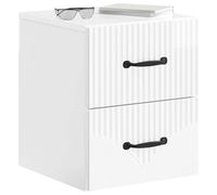vidaXL Comodino da parete bianco lucido, 34,5 x 33 x 40 cm, mobile da camera moderno, comodino compatto, ideale per una casa accogliente, soluzione chic