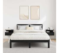 vidaXL Comodino flottante 2 PCS Rovere Nero 40 x 31 x 27 cm, Comodino Moderno, Soluzione compatta, tavolino Galleggiante, ripiano Elegante, salvaspazio per la Tua Camera