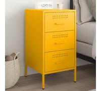 vidaXL Comodino Giallo Senape 36x39x68cm in Acciaio Laminato a Freddo, mobiletto, mobile camera da letto, comodino in metallo, tavolino da letto