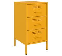 vidaXL Comodino Giallo Senape 36x39x68cm in Acciaio Laminato a Freddo, mobiletto, mobile camera da letto, comodino in metallo, tavolino da letto
