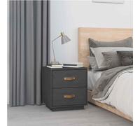 vidaXL Comodino Grigio 40x34x45 cm in Legno Massello di Pino