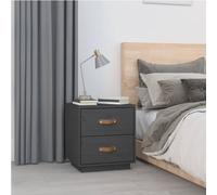 vidaXL Comodino Grigio 40x34x45 cm in Legno Massello di Pino