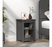 vidaXL Comodino Grigio 40x35x55 cm in Legno Massello di Pino