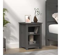 vidaXL Comodino Grigio 40x35x55 cm in Legno Massello di Pino