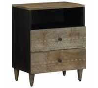 vidaXL Comodino Grigio Chiaro 50x33x60 cm in Legno Massello di Mango, tavolino da Notte, Mobile per Camera da Letto, Comodino in Legno