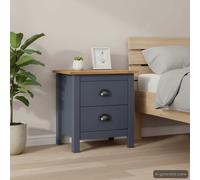 vidaXL Comodino Hill Grigio 46x35x49,5 cm Legno Massello di Pino