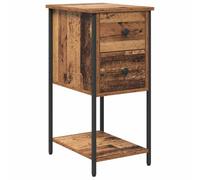 vidaXL Comodino in Legno Antico con Metallo e Truciolato, Dimensioni Compatte (32 x 42 x 70 cm), Superficie Texturizzata, Accento Metallico, Design Moderno e Rustico, 1 Cassetto, Mobile per Camera da