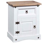 vidaXL Comodino in Legno di Pino Messicano Corona Bianco 53x39x67 cm