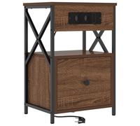 vidaXL Comodino in Legno ingegnerizzato Marrone Rovere, Compatto e Moderno. Dimensioni: 40 x 31 x 60 cm. Ha Un cassetto e Una Stazione di Ricarica. Finitura Testurizzata, per Uso Interno. Richiede a
