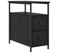 vidaXL Comodino in Legno ingegnerizzato Nero e Rovere, 30 x 60 cm. È Un tavolino Notturno Moderno con Una Struttura in Acciaio, Superficie Testurizzata, cassetto per riporre Cose e Ripiani. Facile d