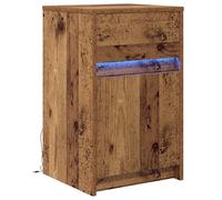 vidaXL Comodino in Legno Vecchio, in Particelle ingegnerizzate, Marrone Testurizzato, 38 x 34 x 61 cm. Moderno con LED, Ideale per l'arredamento della Camera da Letto, Comodino Rettangolare da Monta