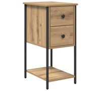 vidaXL Comodino in Rovere Artigianale, 32 x 42 x 70 cm, con Ferro e Compensato. Ha Uno Stile Moderno e Rustico, con Un cassetto, Ripiani e Gambe Metalliche. Finitura Marrone Testurizzata, Perfetto p