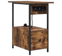 vidaXL Comodino in Rovere fumé, in Legno ingegnerizzato, Dimensioni 60 x 30 x 61 cm, Marrone e Nero, con Due cassetti e Punto di Ricarica. Design Moderno, Finitura Testurizzata. Richiede Montaggio,