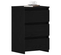 vidaXL Comodino in Rovere Nero con 3 Cassetti | Comodino Moderno Resistente Legno Ingegnerizzato Perfetto per Camera da Letto Design Compatto ed Elegante Soluzione di Stoccaggio Mobili
