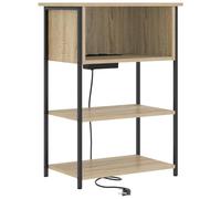 vidaXL Comodino in Rovere Sonoma Marrone, 55 x 31 x 76 cm. Realizzato in Legno ingegnerizzato con Struttura in Acciaio. Questo Mobile è Moderno e Perfetto per la Notte, con Un Design Elegante e rett