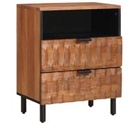 vidaXL Comodino marrone, 50 x 33 x 60 cm, in legno massello mango, spazio per camera da letto, comodino rettangolare, elegante armadio in legno di mango, organizzatore compatto, arredamento funzionale