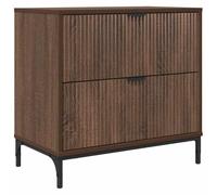 vidaXL Comodino Moderno in Legno Ingegnerizzato Marrone con Gambe in Metallo, Misure 63,5 x 36 x 61 cm, Finitura Opaca, Ampio Spazio di Archiviazione con 2 Cassetti, Solo per Interni, Tavolino da Le