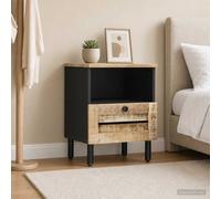 vidaXL Comodino Naturale 40 x 33 x 46 cm Legno di mango massello