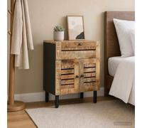 vidaXL Comodino Naturale 50 x 33 x 60 cm Legno di mango massello