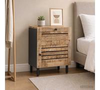 vidaXL Comodino Naturale 50 x 33 x 60 cm Legno di mango massello