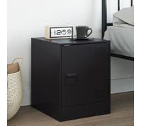vidaXL Comodino Nero 34,5x39x44 cm in Acciaio, armadietto, Mobile per Camera da Letto, Supporto per Telefono, mobiletto, armadietto Notte, tavolino