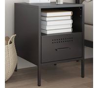 vidaXL Comodino Nero 36x39x50,5cm in Acciaio Laminato a Freddo, mobiletto, Mobile Camera da Letto, Comodino in Metallo, tavolino da Letto