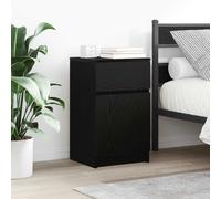 vidaXL Comodino Nero 39x35x65 cm in Legno Multistrato