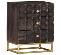 vidaXL Comodino Nero 40x30x50 cm in Legno Massello di Mango