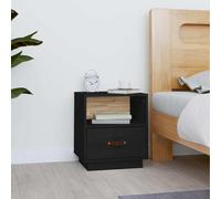 vidaXL Comodino Nero 40x34x45 cm in Legno Massello di Pino