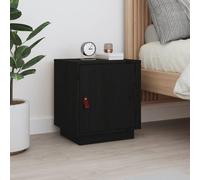 vidaXL Comodino Nero 40x34x45 cm in Legno Massello di Pino