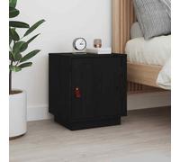 vidaXL Comodino Nero 40x34x45 cm in Legno Massello di Pino