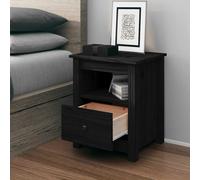 vidaXL Comodino Nero 40x35x49 cm in Legno Massello di Pino