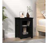 vidaXL Comodino Nero 40x35x55 cm in Legno Massello di Pino