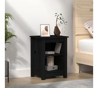 vidaXL Comodino Nero 40x35x55 cm in Legno Massello di Pino
