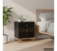 vidaXL Comodino Nero e Oro 40x30x50 cm in Legno Massello di Mango