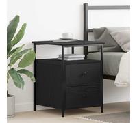 vidaXL Comodino Nero Rovere 44x45x60 cm Legno Ingenerizzato e Acciaio