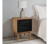 vidaXL Comodino OTTA Nero 45 x 39 x 57 cm Legno Massello di Pino