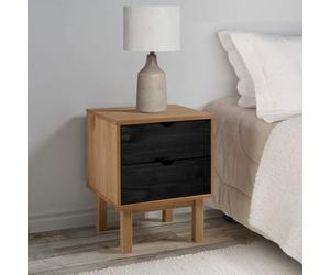 vidaXL Comodino OTTA Nero 45 x 39 x 57 cm Legno Massello di Pino