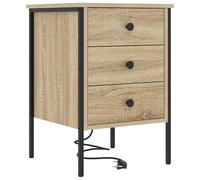 vidaXL Comodino per la Camera da Letto con Stazione di Ricarica, Stile Tradizionale, Classico, con Superficie Solida e Organizer per Lampada