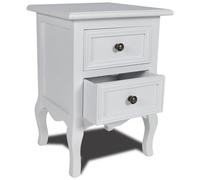 vidaXL - Comodino Stile Provenzale In Legno Con 2 Cassetti Bianco