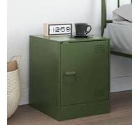 vidaXL Comodino Verde Oliva 34,5x39x44 cm in Acciaio, armadietto, Mobile per Camera da Letto, Supporto per Telefono, mobiletto, armadietto Notte