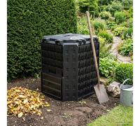 vidaXL Compostiera da giardino Nero 71 x 71 x 81,5 cm 100% PP, Compostiera da giardino, design moderno, ecologica, resistente alle intemperie, contenitore funzionale per rifiuti