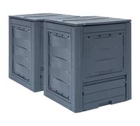 VIDAXL - Compostiere Per Giardino 2 Pz Grigio 60x60x73 Cm 520 L