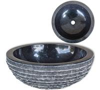 vidaXL Conca in Marmo Naturale per Bagno 40 cm Nera Lavello Lavandino Lavabo